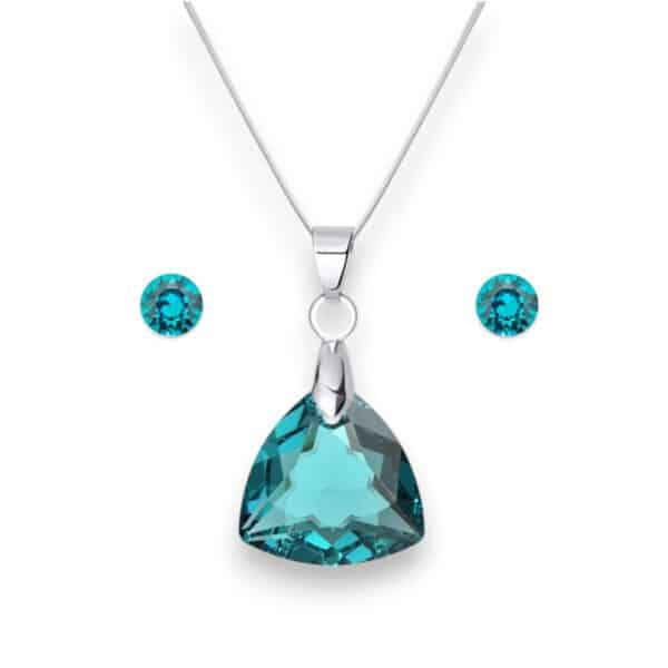 Trilliant Swarovski kristályos nemesacél szett - Blue Zircon