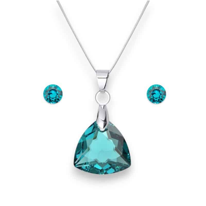 Trilliant Swarovski kristályos nemesacél szett - Blue Zircon