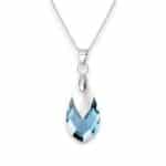 Pear Swarovski kristályos nemesacél nyaklánc - 18 mm Aquamarine