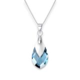 Pear Swarovski kristályos nemesacél nyaklánc - 18 mm Aquamarine