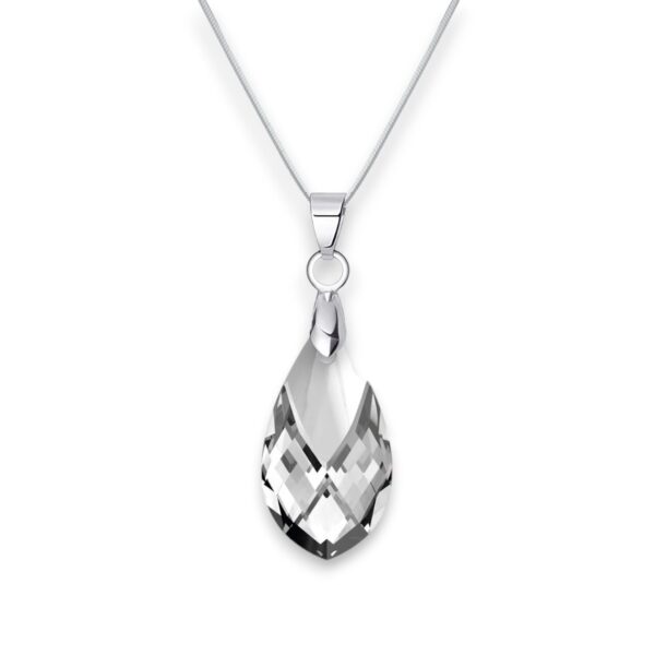 Pear Swarovski kristályos nemesacél nyaklánc - 18 mm Light Chrome
