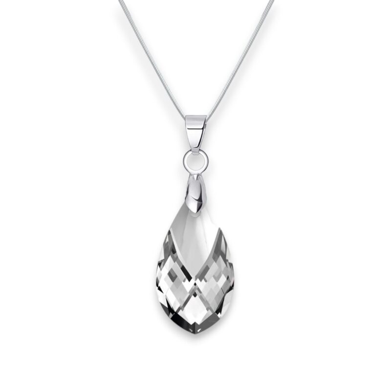 Pear Swarovski kristályos nemesacél nyaklánc - 18 mm Light Chrome