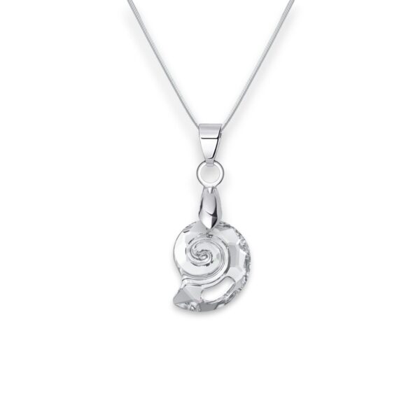 Csiga Swarovski kristályos nemesacél nyaklánc - 14 mm - Crystal