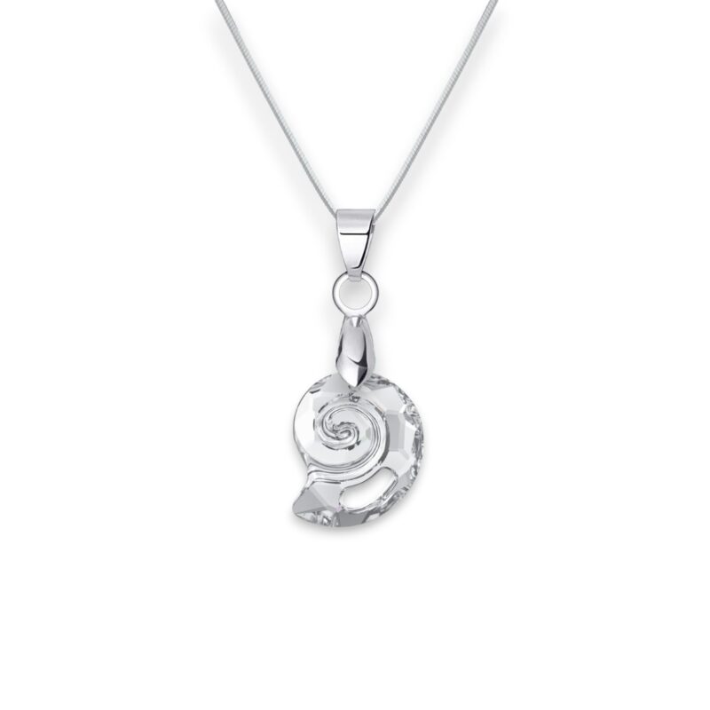 Csiga Swarovski kristályos nemesacél nyaklánc - 14 mm - Crystal