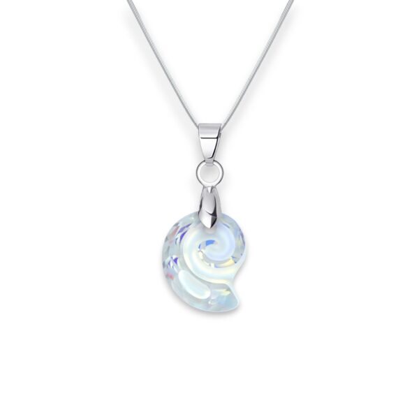 Csiga Swarovski kristályos nemesacél nyaklánc - 14 mm - Crystal AB