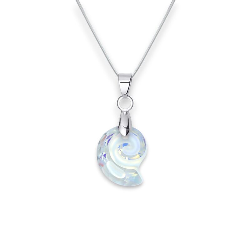Csiga Swarovski kristályos nemesacél nyaklánc - 14 mm - Crystal AB