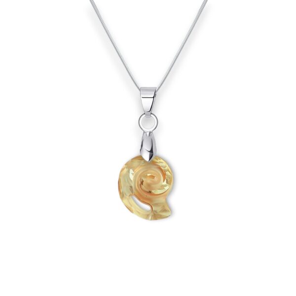 Csiga Swarovski kristályos nemesacél nyaklánc - 14 mm - Golden Shadow