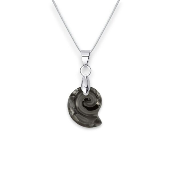 Csiga Swarovski kristályos nemesacél nyaklánc - 14 mm - Silver Night