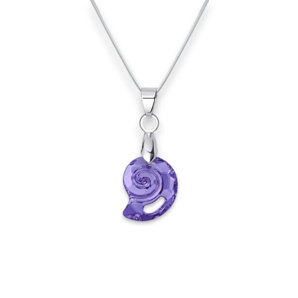 Swarovski® kristályos nemesacél nyaklánc – 17 mm – Csiga – Tanzanite