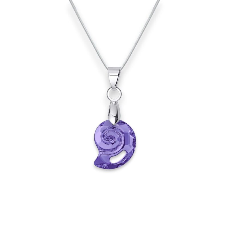 Swarovski® kristályos nemesacél nyaklánc – 17 mm – Csiga – Tanzanite