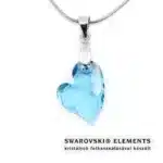 Fedre szív Swarovski kristályos nemesacél nyaklánc - 17 mm Aquamarine