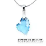 Fedre szív Swarovski kristályos nemesacél nyaklánc - 17 mm Aquamarine