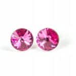 6 mm Rivoli Swarovski kristályos nemesacél fülbevaló - Rose