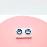 12 mm Rivoli Swarovski kristályos fülbevaló - Aquamarine - ajándék díszdobozban