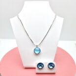 12 mm Rivoli Swarovski kristályos ékszerszett - Aquamarine - ajándék díszdobozban