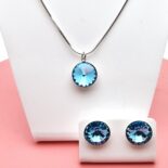 12 mm Rivoli Swarovski kristályos ékszerszett - Aquamarine
