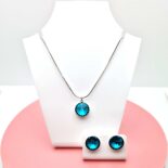 12 mm Rivoli Swarovski kristályos ékszerszett - Blue Zircon