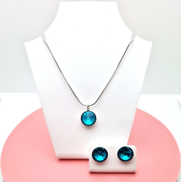 12 mm Rivoli Swarovski kristályos ékszerszett - Blue Zircon