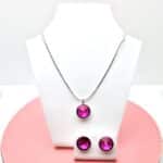 12 mm Rivoli Swarovski kristályos ékszerszett - Fuchsia - ajándék díszdobozban