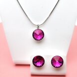12 mm Rivoli Swarovski kristályos ékszerszett - Fuchsia - ajándék díszdobozban