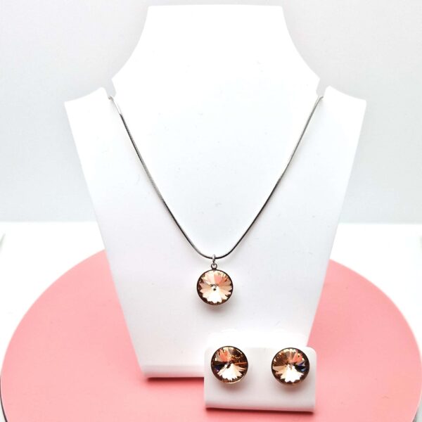 12 mm Rivoli Swarovski kristályos ékszerszett - Light Peach