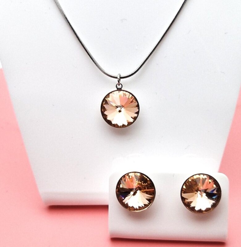 12 mm Rivoli Swarovski kristályos ékszerszett - Light Peach