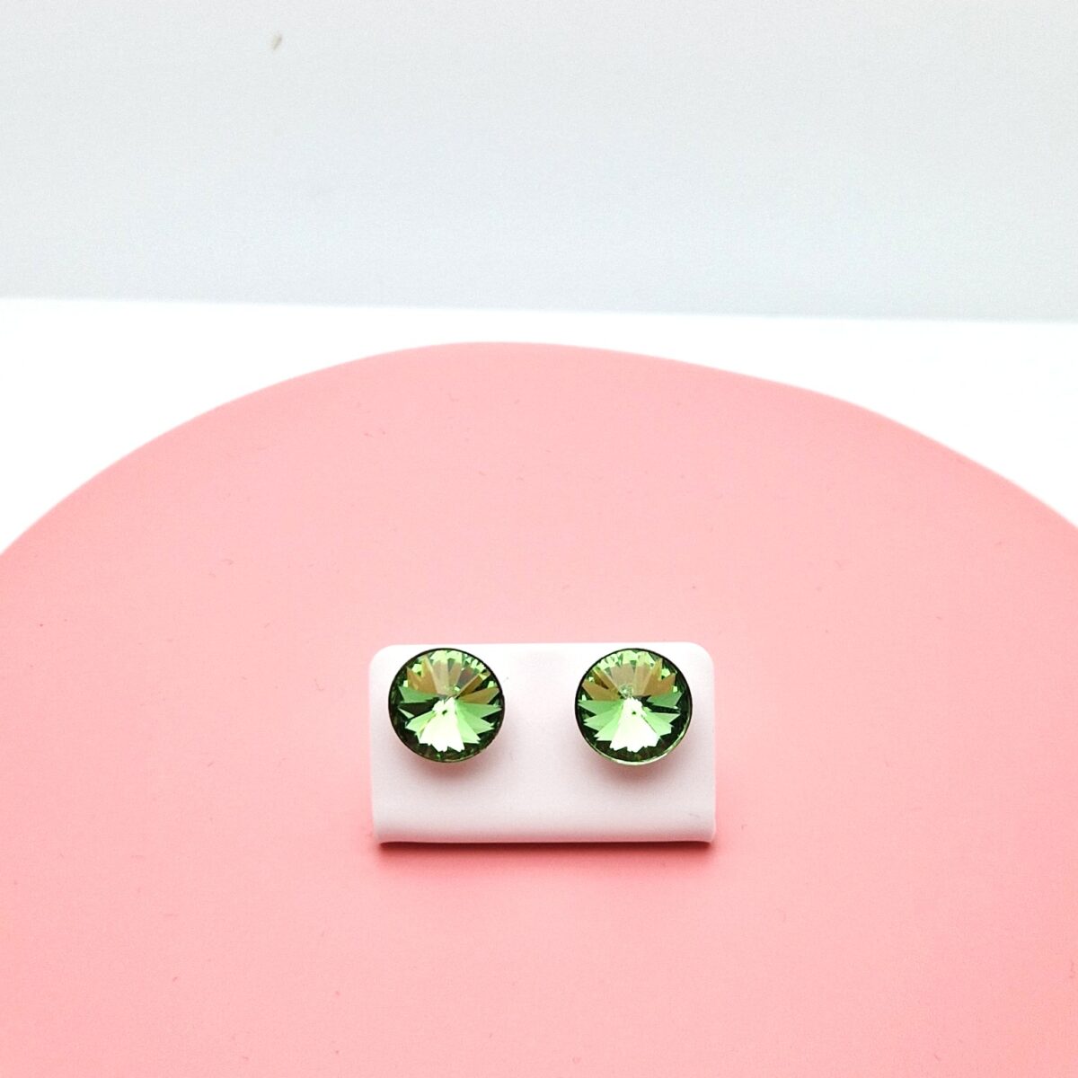 12 mm Rivoli Swarovski kristályos fülbevaló - Peridot