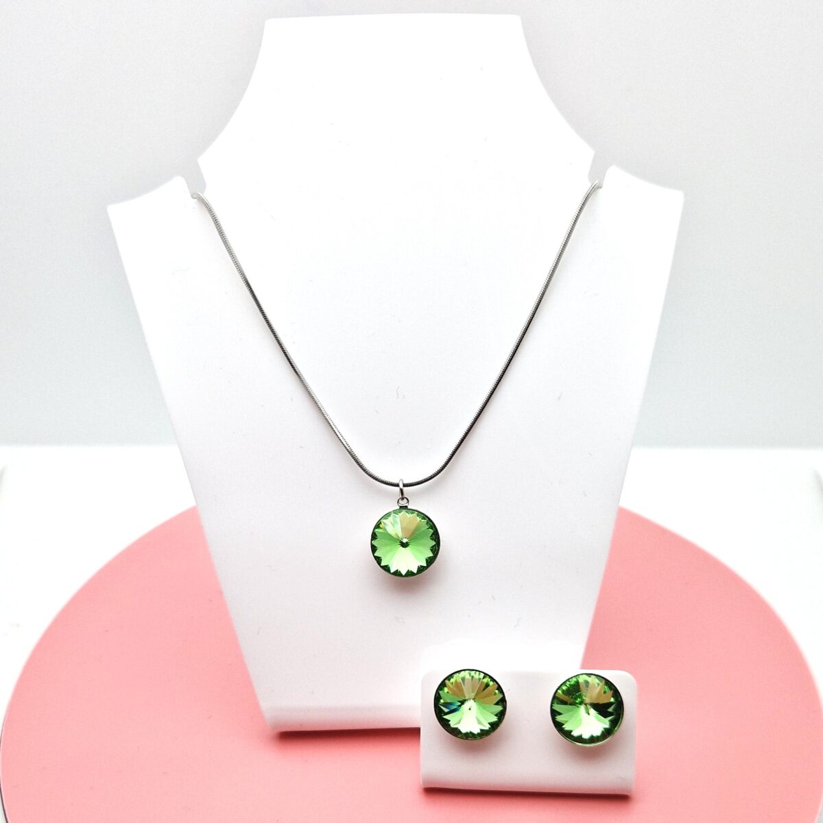 12 mm Rivoli Swarovski kristályos ékszerszett - Peridot