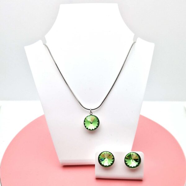 12 mm Rivoli Swarovski kristályos ékszerszett - Peridot