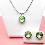 12 mm Rivoli Swarovski kristályos ékszerszett - Peridot