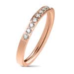 CZ cirkónia kristályos rózsaarany színű nemesacél gyűrű