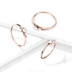 Rózsarany színű kristályos eljegyzési gyűrű