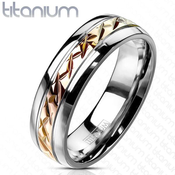 Titanium karikagyűrű rózsaarany színben