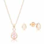 Rózsaarany szett csepp medállal ajándék díszdobozban