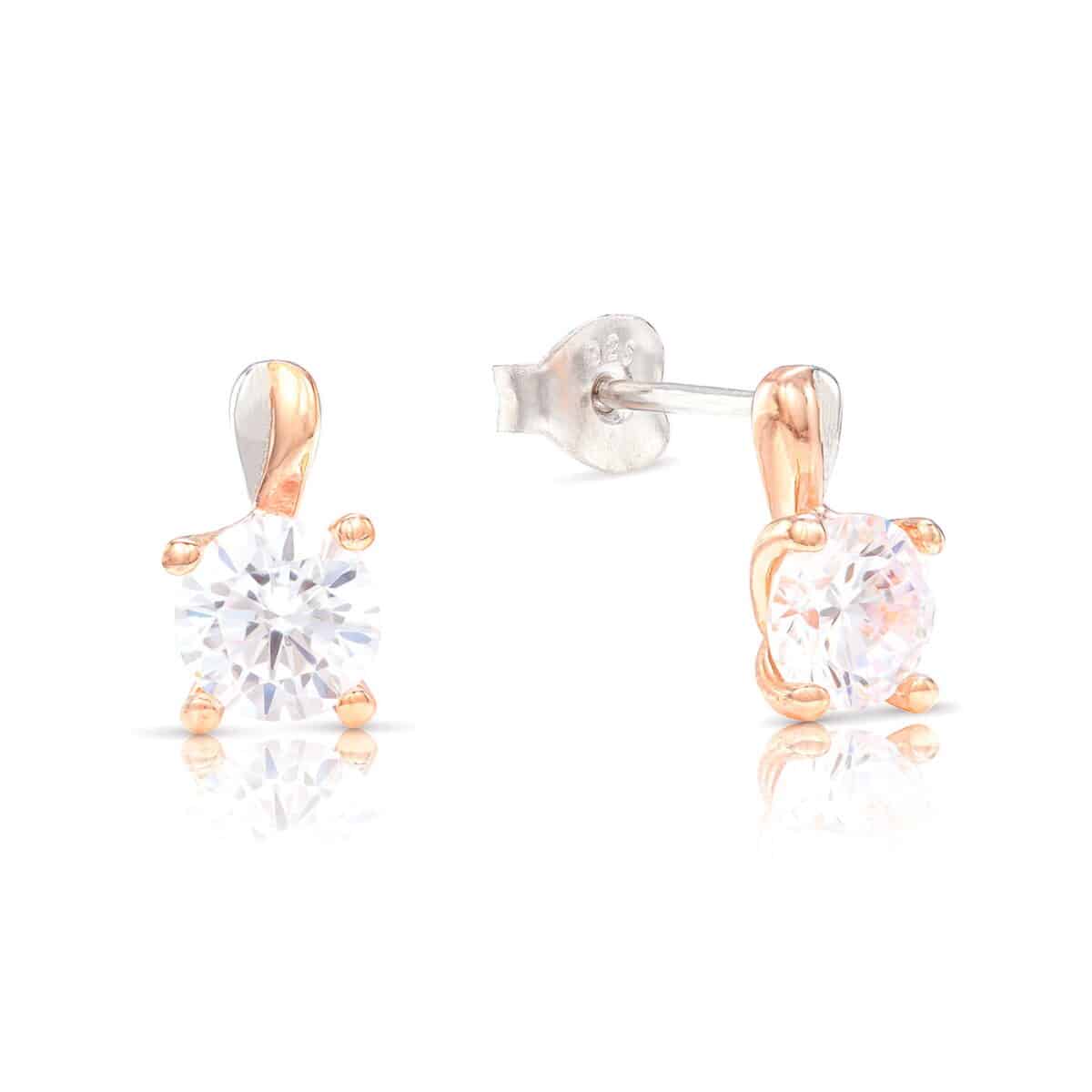SL012A 2 Обеци с кристали Swarovski сребро розова позлата