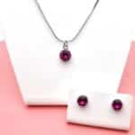 6 mm Chaton Swarovski kristályos ékszerszett - Fuchsia