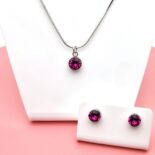 6 mm Chaton Swarovski kristályos ékszerszett - Fuchsia