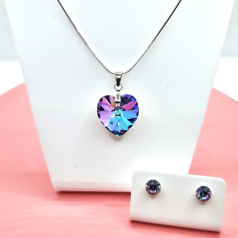 18 mm-es Szives Swarovski kristályos szett - Vitrail Light- ajándék díszdobozban