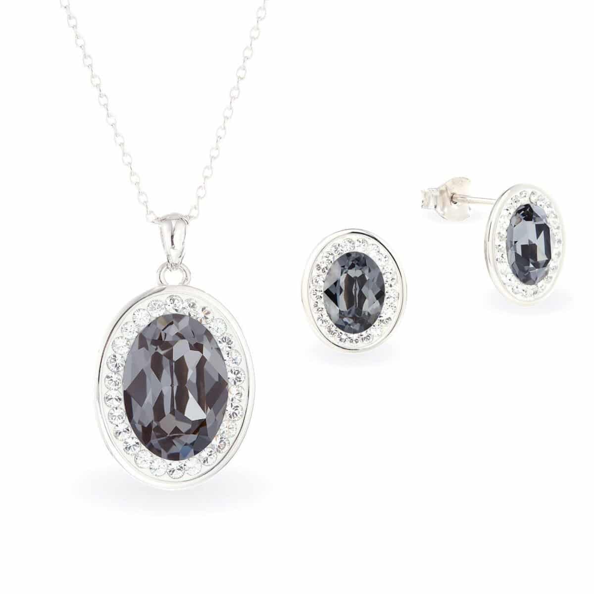Swarovski kristályos ezüst ékszerszett - Brilliance Oval Silver Night