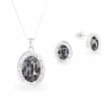 Swarovski kristályos ezüst ékszerszett - Brilliance Oval Silver Night