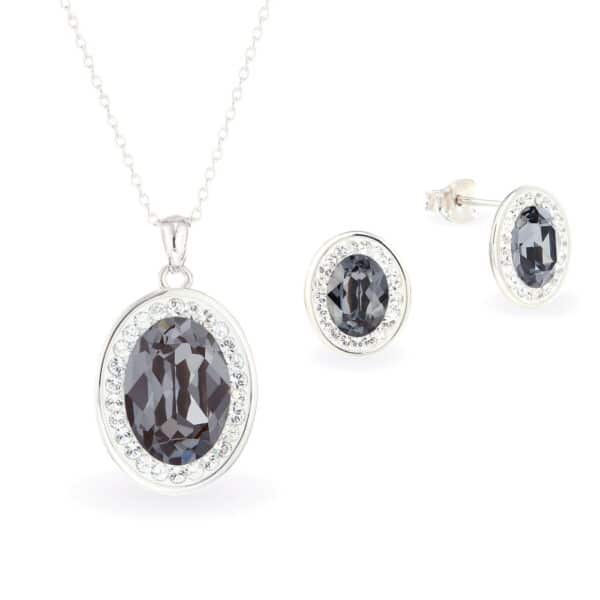 Swarovski kristályos ezüst ékszerszett - Brilliance Oval Silver Night