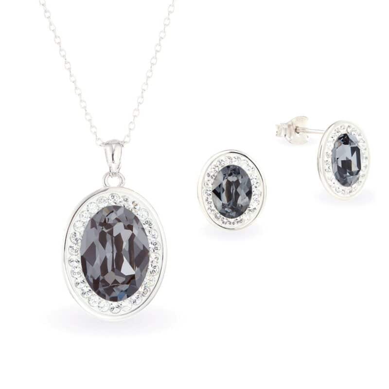 Swarovski kristályos ezüst ékszerszett - Brilliance Oval Silver Night