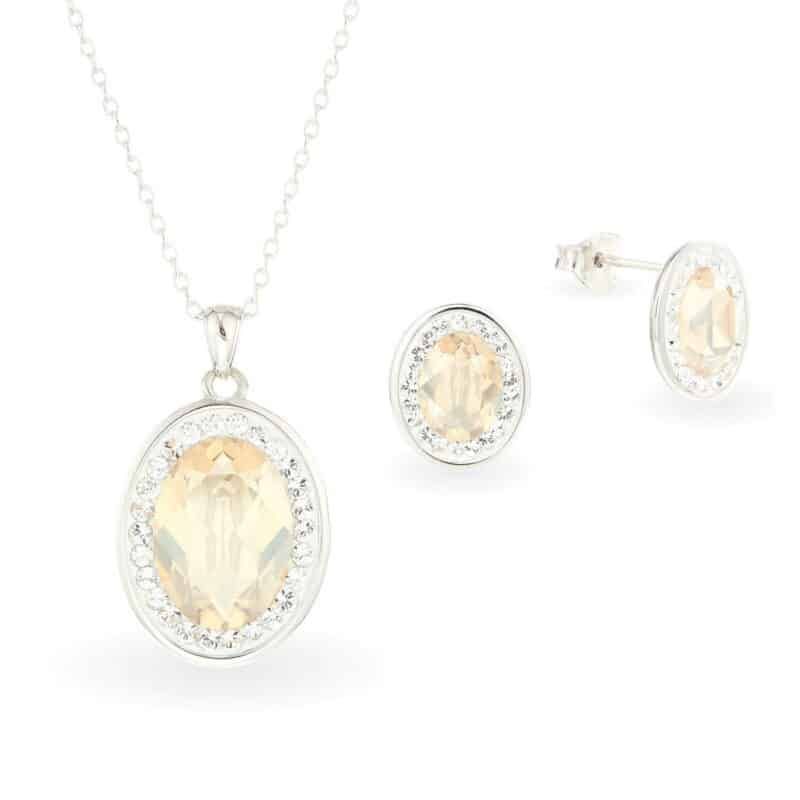 Swarovski kristályos ezüst ékszerszett - Brilliance Oval Golden Shadow