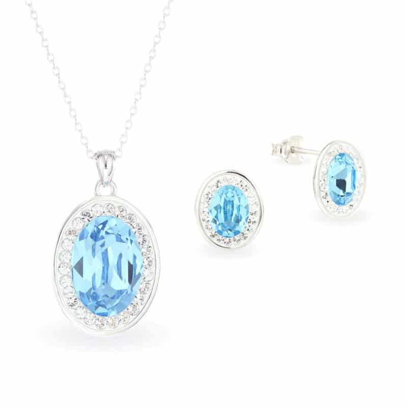 Swarovski kristályos ezüst ékszerszett - Brilliance Oval Világos kék