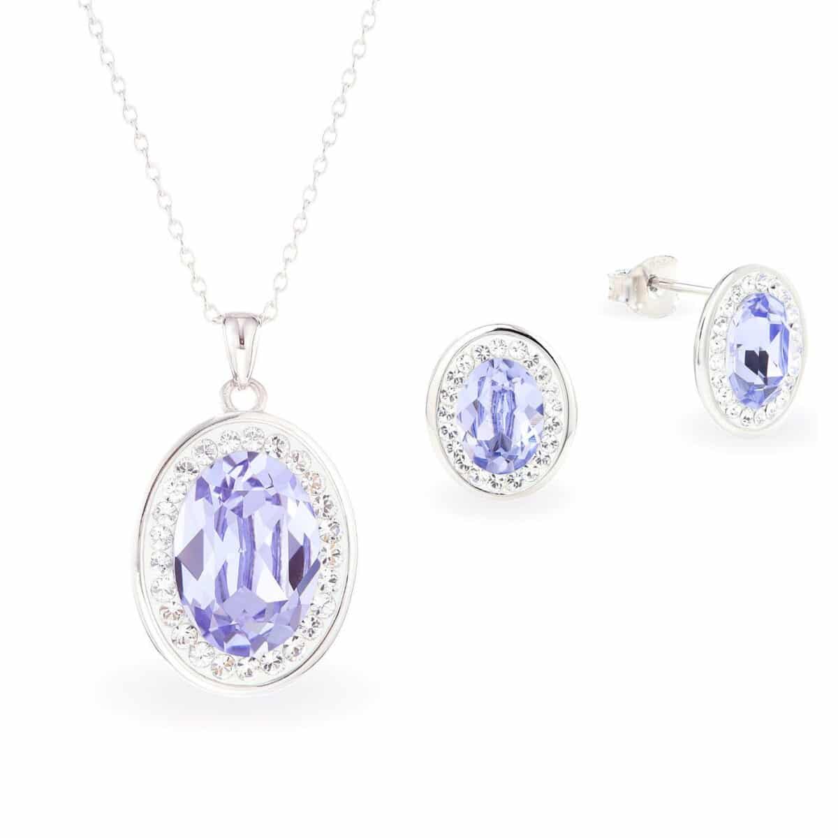 Swarovski kristályos ezüst ékszerszett - Brilliance Oval Violet