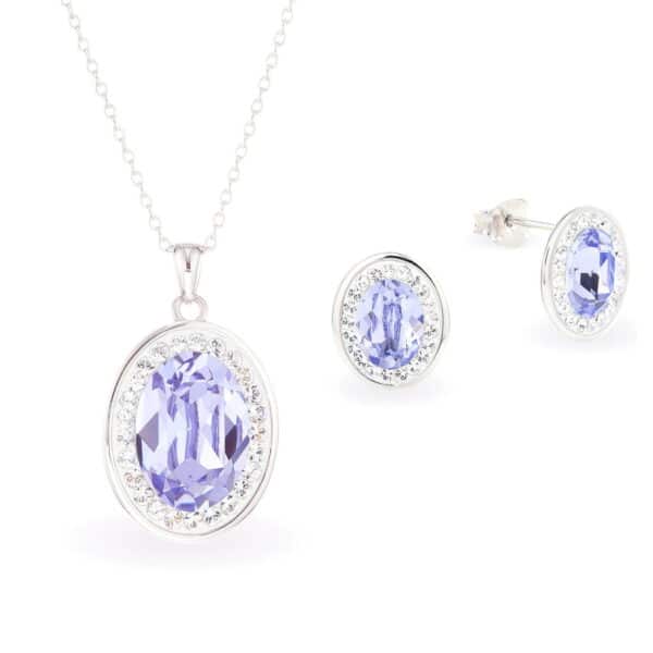Swarovski kristályos ezüst ékszerszett - Brilliance Oval Violet