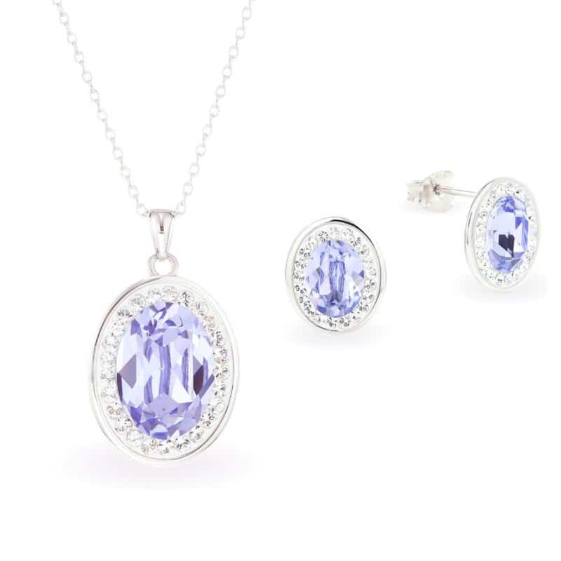Swarovski kristályos ezüst ékszerszett - Brilliance Oval Violet
