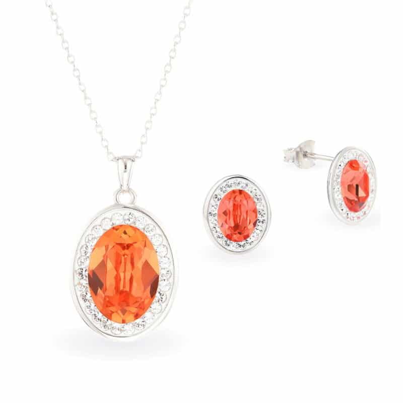Swarovski kristályos ezüst ékszerszett - Brilliance Oval Siam