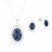 Swarovski kristályos ezüst ékszerszett - Brilliance Oval Kék - ajándék díszdobozban