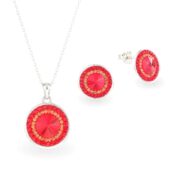 Swarovski kristályos ezüst ékszer szett - Rivoli Orbit Piros